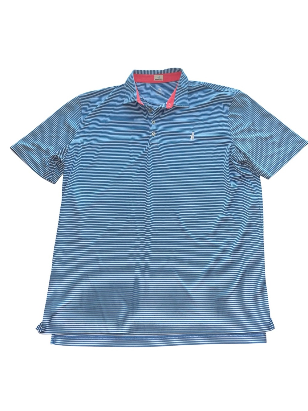 Johnnie-O Hangin’ Out Polo Shirt XL Blue White Stripe Performance Stretch Golf